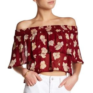 NWT Flynn Skye Athens Top in Sheer Garnet